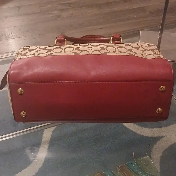 Coach Brooke Carryall Red and Tan Shoulder Bag - Picture 8 of 13